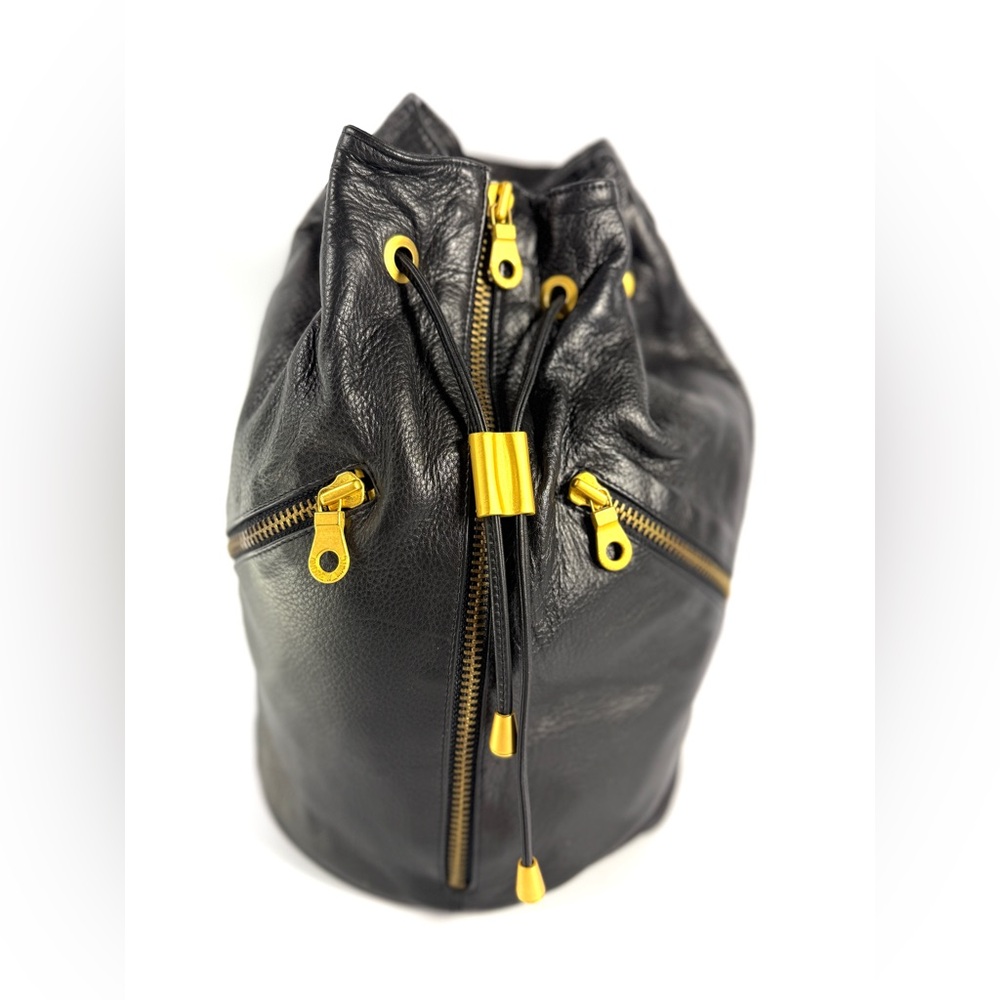 Andrew Marc Black Leather Bag with Gold Zipper